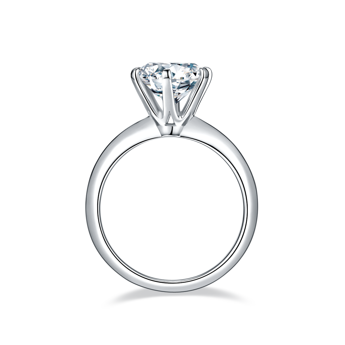 Light Arm T Home Six Claw S925 Silver Plated Platinum Moissanite Diamond Women's Ring 3.0 Carat D-Class